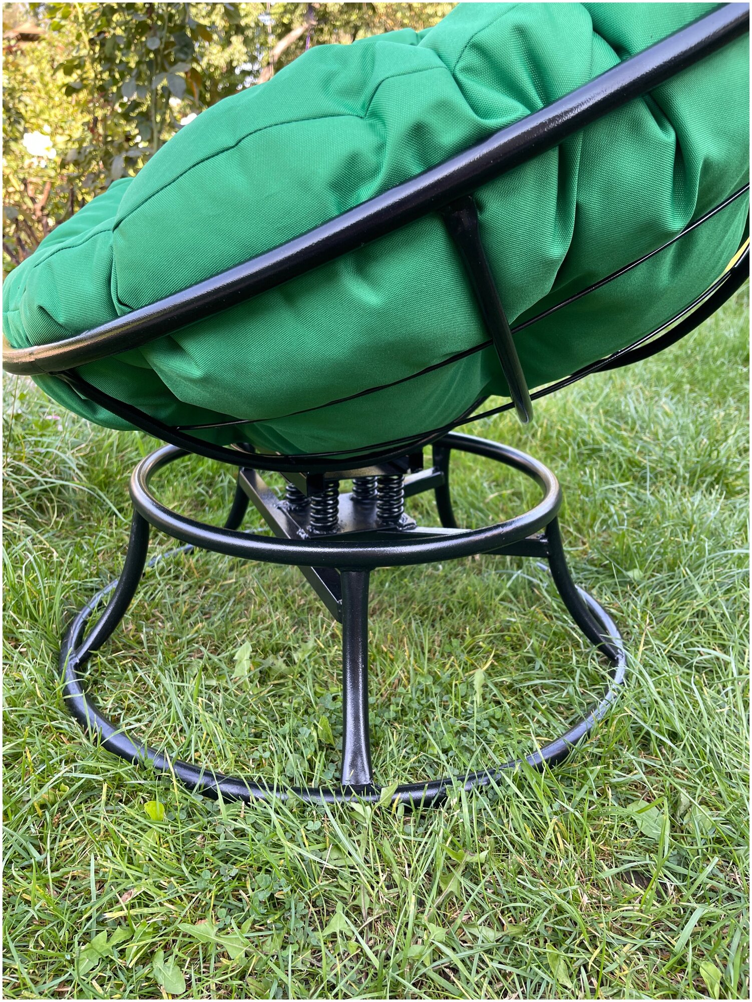 Кресло m-group папасан пружинка мини чёрное, зелёная подушка - фотография № 4
