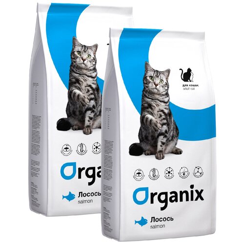 ORGANIX ADULT CAT SALMON монобелковый для взрослых кошек при аллергии с лососем (1,5 + 1,5 кг) organix adult cat lamb для взрослых кошек при аллергии с ягненком 1 5 1 5 кг