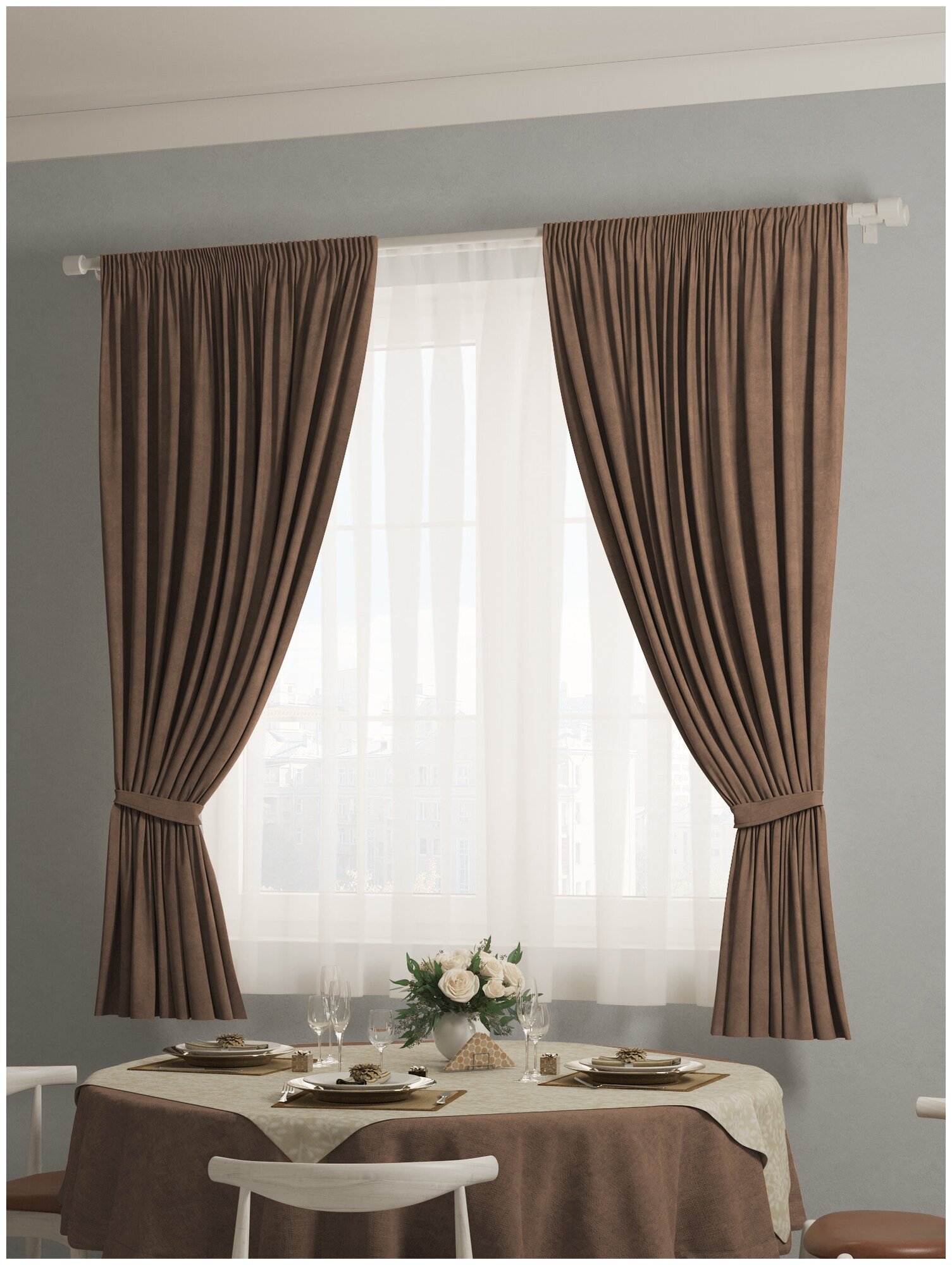 Комплект штор для комнаты "Тина" Канвас на шторной ленте, Шторы для гостиной, спальни, кухни, в детскую, PASIONARIA,130х180 см -2шт