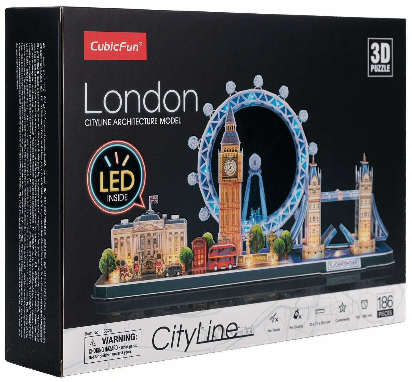 Пазл 3D Cubicfun Лондон, 186 деталей, с LED-подсветкой .