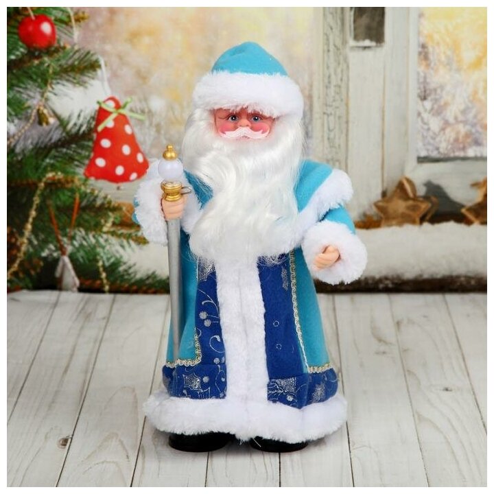 Новогодняя игрушка Зимнее волшебство Дед Мороз в синей шубе с посохом (2359013)