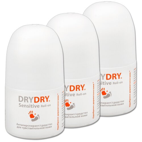 Антиперспирант роликовый Dry Dry Sensitive Roll-on, для чувствительной кожи, 50 мл, 3 шт.