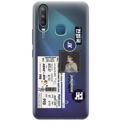 Силиконовый чехол с принтом BTS Stickers для Vivo Y17 / Y3 / Y12 / Y15 / Виво У17 силиконовый чехол activ puffy для vivo y12 y17 y15 и др прозрачный