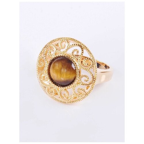 Кольцо помолвочное Lotus Jewelry, тигровый глаз, размер 17, коричневый кольцо hrustalek тигровый глаз размер 17 коричневый