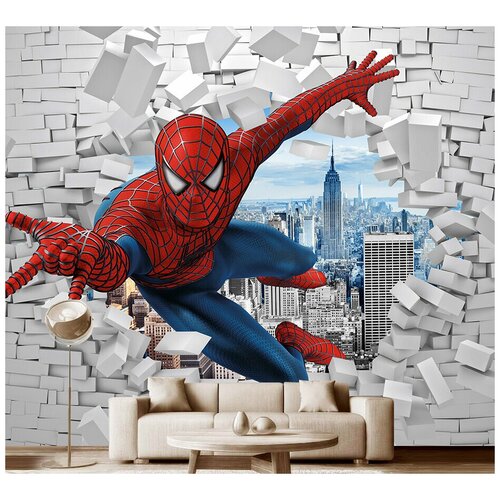 Фотообои на стену детские Модный Дом Супергерой Человек Паук 350x300 см (ШxВ)