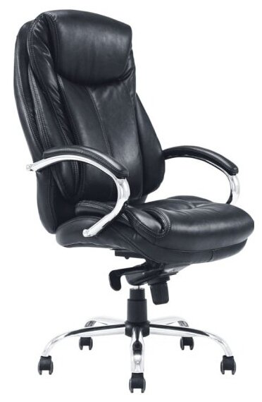 Кресло руководителя Helmi HL-ES07 "Resolution" повыш. прочн, экокожа черн, мультибл, хром, до 150кг