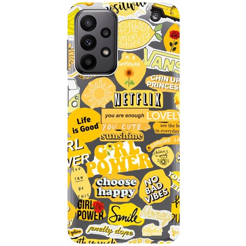 Силиконовый чехол с принтом Hippie Stickers для Samsung Galaxy A23 4G / Самсунг А23 4Г силиконовый чехол на samsung galaxy a23 4g самсунг а23 4г с принтом сиреневые мазки