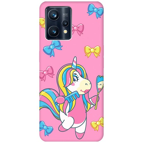 Матовый чехол Lady Unicorn для Realme 9 Pro+ / Рилми 9 Про+ с 3D эффектом розовый матовый чехол rainbow unicorn для realme 9 pro рилми 9 про с 3d эффектом черный