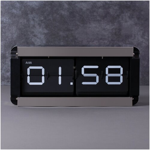 Большие перекидные часы FLIP CLOCK Black, металлические (37×9×17 см)