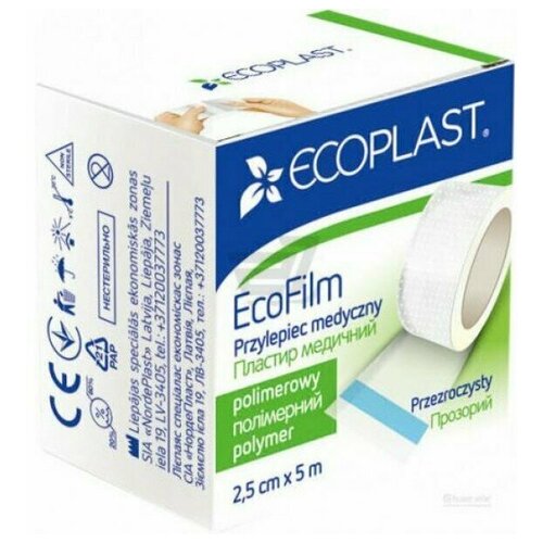 Пластырь медицинский фиксирующий EcoFilm plus 2,5см х 5м
