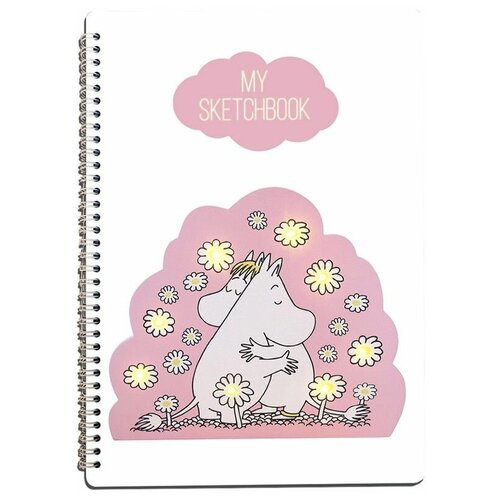 Скетчбук A4 50 листов с деревянной обложкой мультфильмы муми тролли moomin - 1080