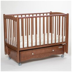 Детская кроватка для новорожденных Pocket 120х60 см, с маятником и ящиком, цвет орех светлый, массив бука