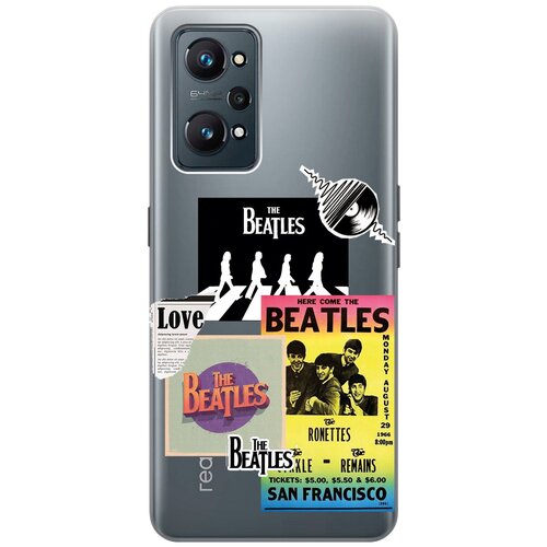 Силиконовый чехол с принтом Beatles Stickers для Realme GT Neo 2 / Рилми ГТ Нео 2 матовый чехол space stickers для realme gt neo 2 рилми гт нео 2 с 3d эффектом черный