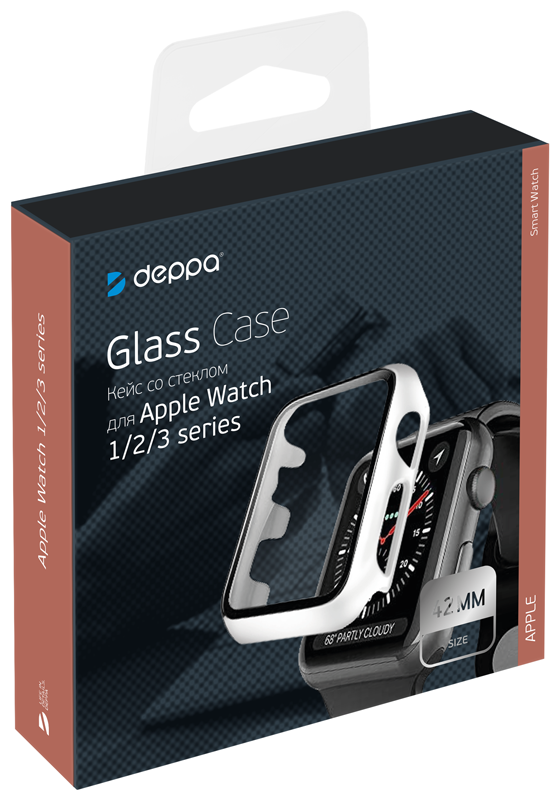 Кейс со стеклом для Apple Watch 1/2/3 series, белый, 42 мм, Deppa 47191