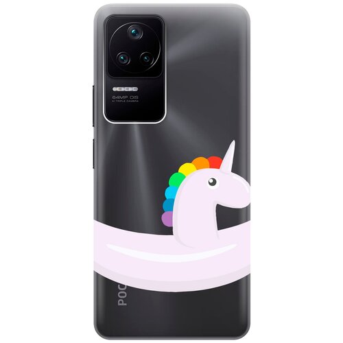 Силиконовый чехол с принтом Unicorn Swim Ring для Xiaomi Poco F4 / Сяоми Поко Ф4 силиконовый чехол с принтом unicorn swim ring для xiaomi 13 сяоми 13