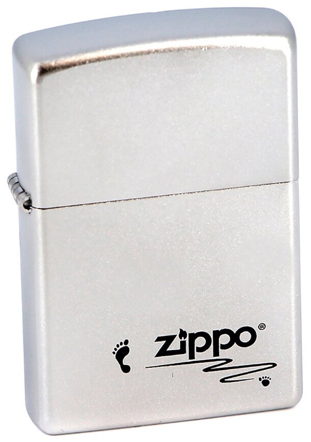 Оригинальная бензиновая зажигалка ZIPPO Classic 205 Footprints с покрытием Satin Chrome™ - Следы