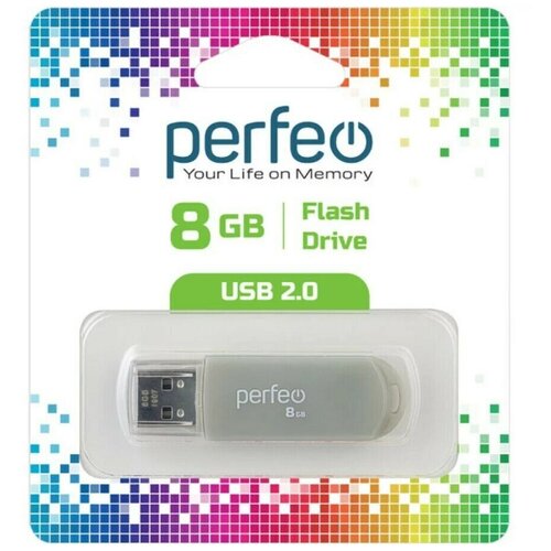 USB Флеш-накопитель USB накопитель Perfeo 8GB C03 Grey