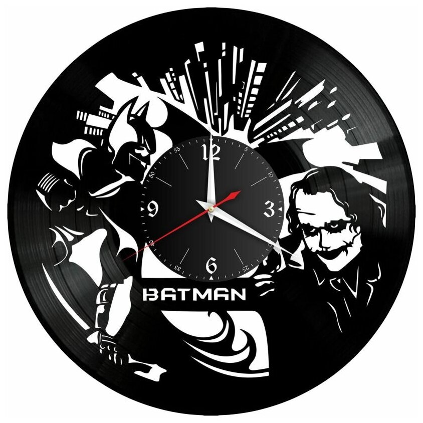 Часы из винила Redlaser "Бэтмен (Batman), супергерой, марвел, темный рыцарь, джокер, враг бэтмена" VW-10316
