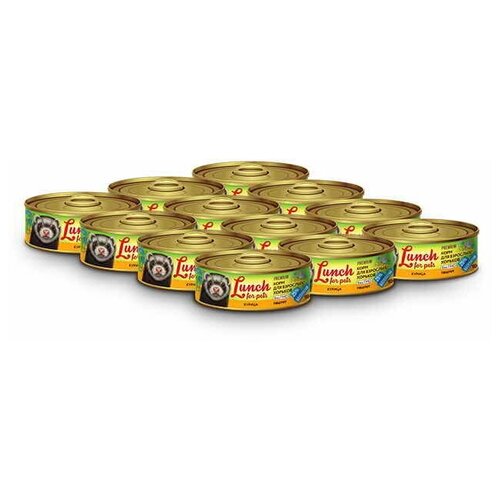 Консервы Lunch for pets для взрослых хорьков с курицей паштет, 100 гр * 12 шт