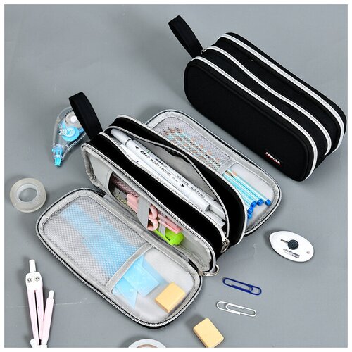 Пенал для мальчика для девочек школьный органайзер для канцелярии черный 999₽