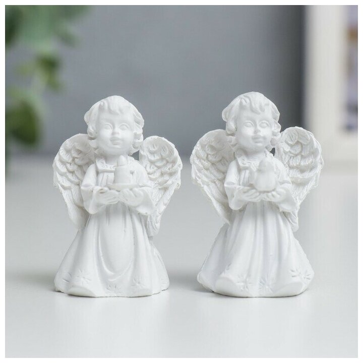 фото Сувенир полистоун "Белоснежный ангел в платье" микс 4х3,2х2 см