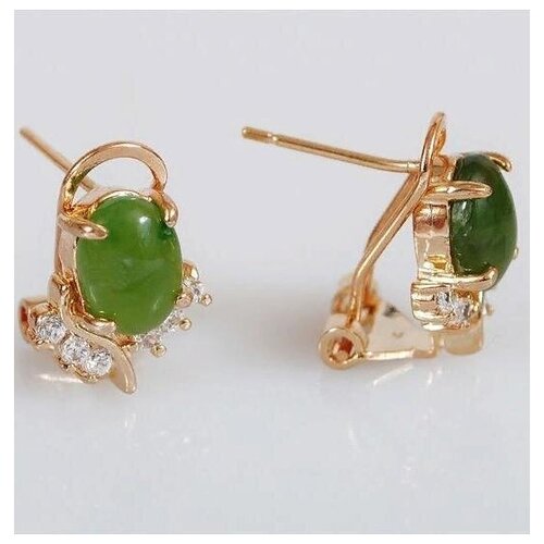 Серьги Lotus Jewelry, нефрит, зеленый серьги lotus jewelry нефрит коралл розовый зеленый