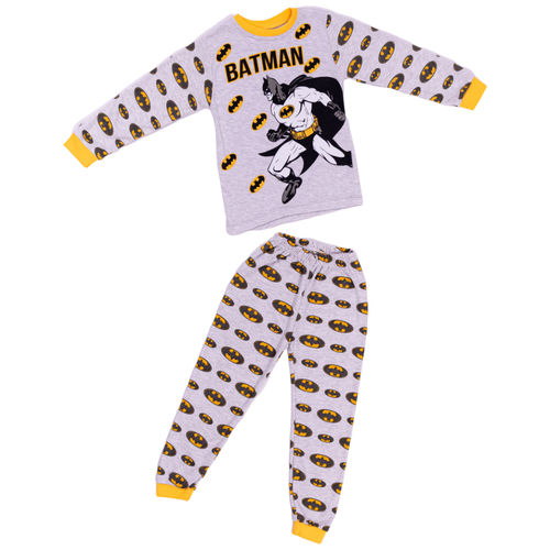 Пижама для мальчика со штанами (Бэтмен), цвет серый, желтый / домашняя одежда, костюм для детей и подростков BATMAN, размер 104