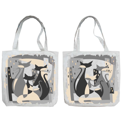Текстильная сумка-авоська с донышком, Эко шоппер 35*42 Тканевая женская хозяйственная сумка шоппер рисунок с двух сторон коты абстракция 3