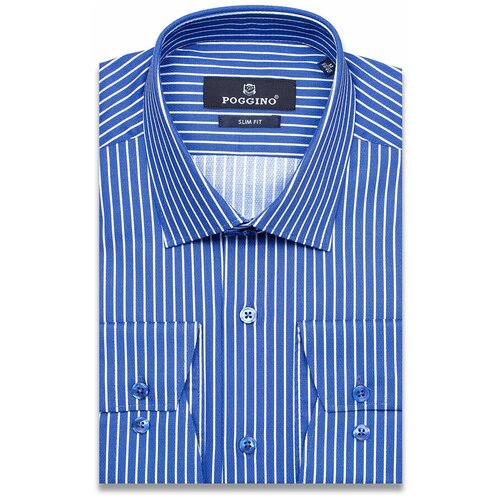 фото Рубашка poggino 7012-08 цвет синий размер 48 ru / m (39-40 cm.)