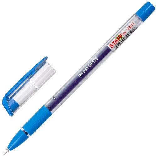 Ручка гелевая с грипом STAFF College GP-179 синяя корпус прозрачный игольчатый узел 0 6 мм линия письма 0 3 мм, 36 шт