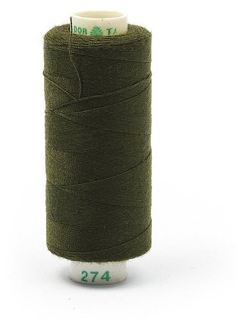 Швейные нитки Dor Tak бытовые, 40/2, 366 м, 100% полиэстер, цвет 274 зеленый (40/2. DT.274)