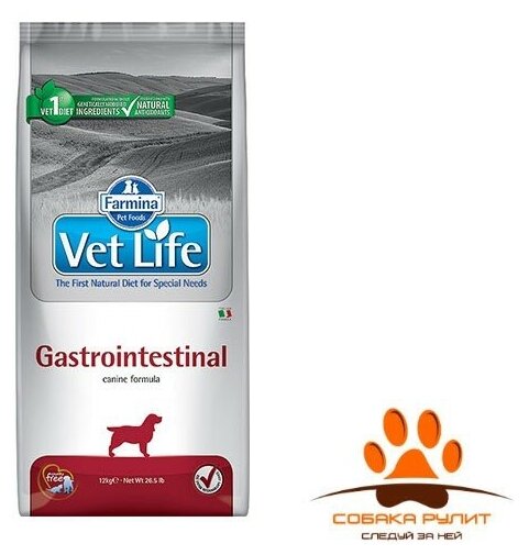 Сухой диетический корм Farmina Vet Life для взрослых собак Gastrointestinal, курица, 2кг - фото №2