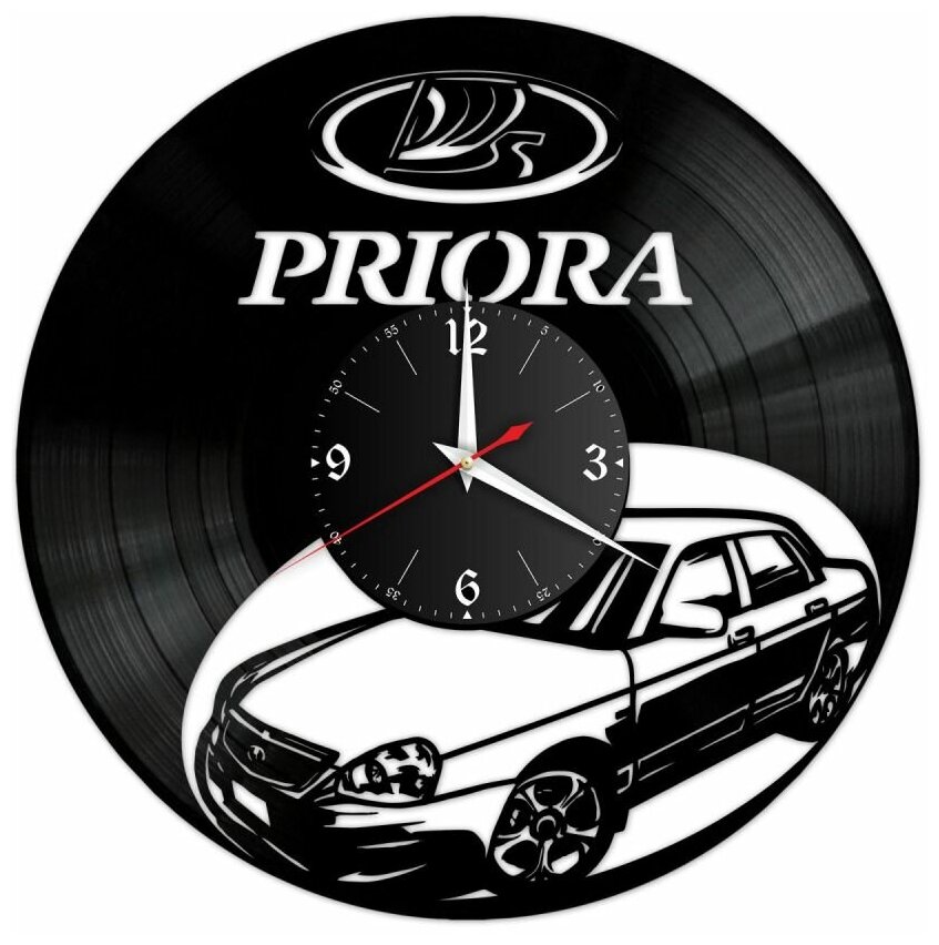 Часы из винила Redlaser "Лада Приора (Priora), Lada Priora" VW-12132