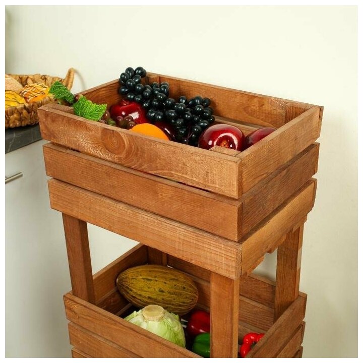 Ящик для овощей, 30 ? 40 ? 100 см, деревянный, трехуровневый Greengo 5302080 . - фотография № 7