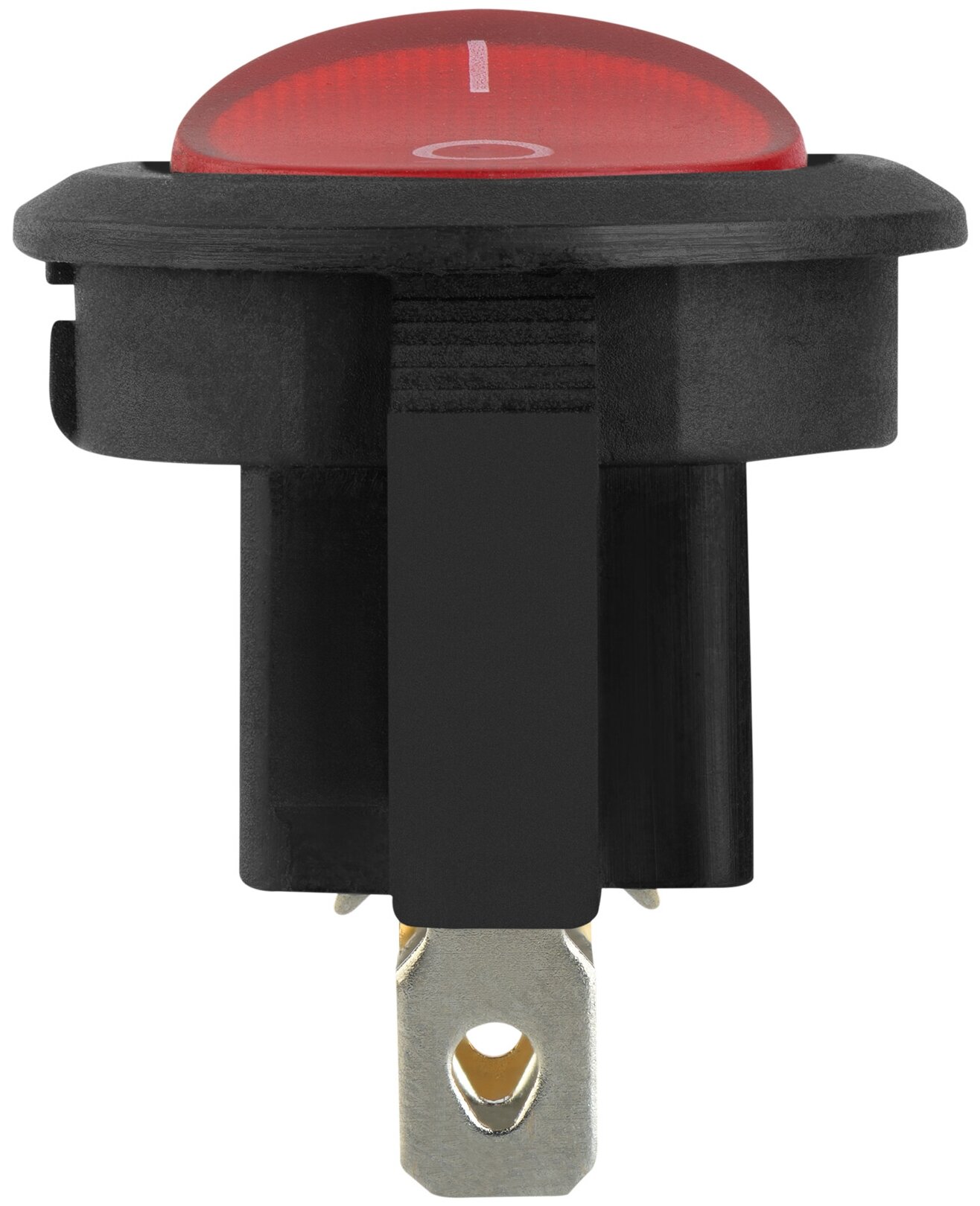 Выключатель клавишный красный с подсветкой вкл-выкл 3 контакта 250В 6А круглый duwi 26848 2 - фотография № 2