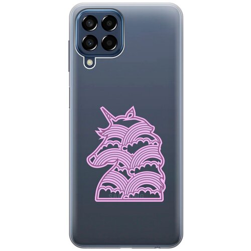 Силиконовый чехол с принтом Rainbow Unicorn для Samsung Galaxy M33 5G / Самсунг М33 5г силиконовый чехол на samsung galaxy m33 5g самсунг м33 5г с 3d принтом duck swim ring прозрачный