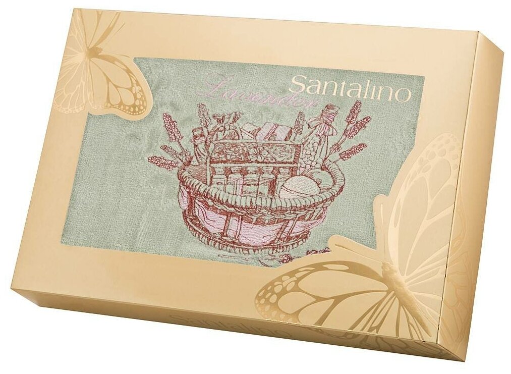 Полотенце Santalino Секрет красоты, махрововое, 40*70 см, зелёный, 100% х/б (850-331-64) - фотография № 1