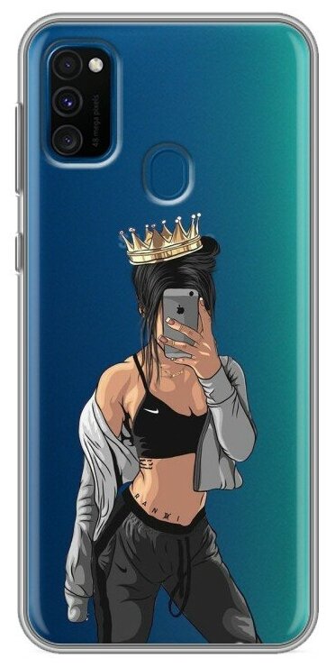 Полупрозрачный дизайнерский силиконовый чехол для Самсунг Гэлакси М21 / Samsung Galaxy M21 Женские принты