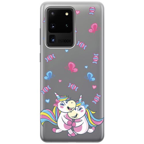 Силиконовый чехол с принтом Unicorns and Candies для Samsung Galaxy S20 Ultra / Самсунг С20 Ультра силиконовый чехол с принтом unicorns and candies для samsung galaxy s22 ultra самсунг с22 ультра