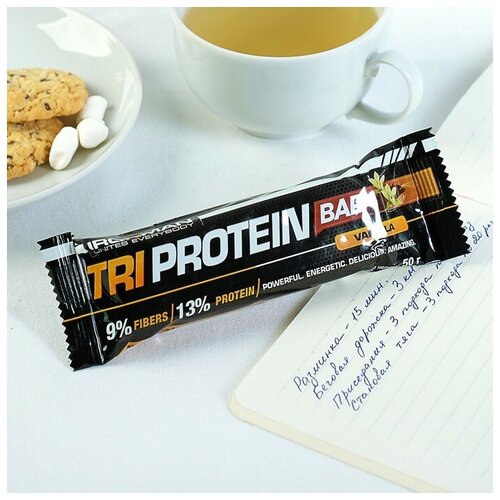 Батончик Ironman TRI Protein Bar, ваниль, тёмная глазурь, спортивное питание, 50 г ironman батончик slim bar с l карнитином чернослив тёмная глазурь спортивное питание 50 г