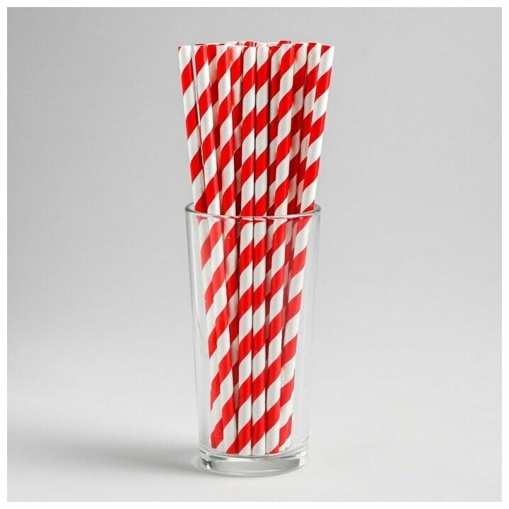 Трубочка для коктейля "Спираль", набор 12 шт., цвет красно-белый - фотография № 2
