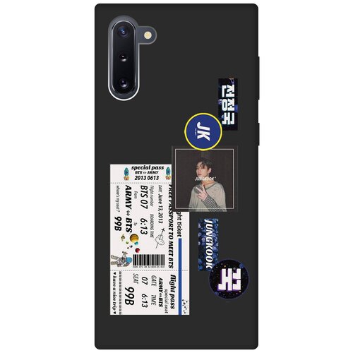 Матовый чехол BTS Stickers для Samsung Galaxy Note 10 / Самсунг Ноут 10 с 3D эффектом черный силиконовый чехол с принтом bts stickers для samsung galaxy note 10 самсунг ноут 10