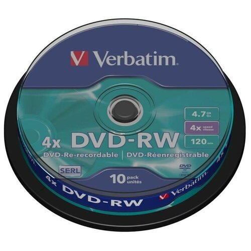 DVD-диск Диск Verbatim DVD-RW Cake Box (10шт) диск караоке большой хит парад 2 dvd универсальный диск для любого dvd