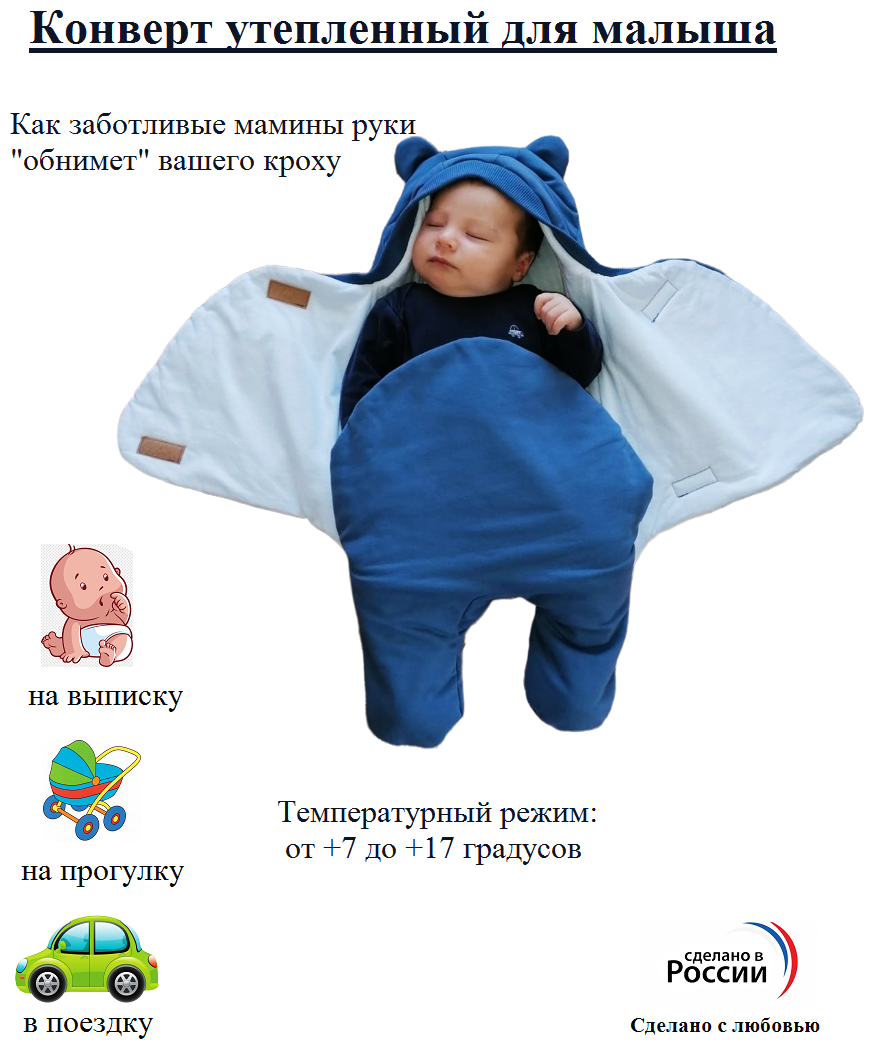 Конверт для новорожденного на выписку для маловесных детей, конверт- кокон для малыша утепленный