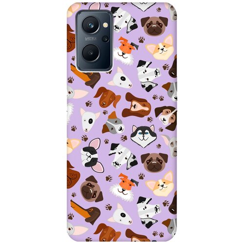 Силиконовый чехол на Realme 9i, Рилми 9и Silky Touch Premium с принтом Dogs Pattern сиреневый силиконовый чехол на realme 9i рилми 9и silky touch premium сиреневый