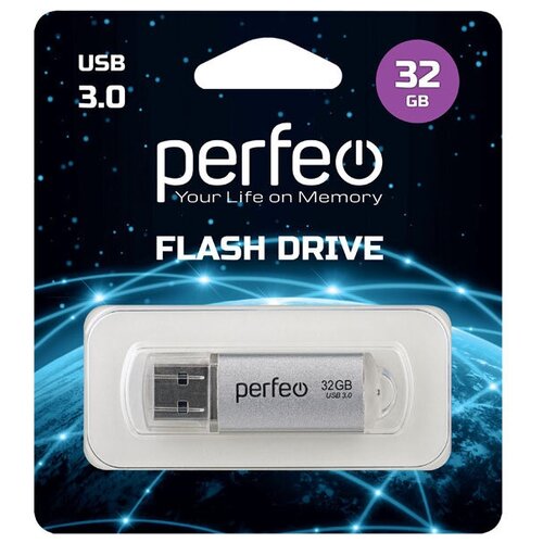 USB Флеш-накопитель USB накопитель Perfeo 3.0 32GB C14 Silver metal series usb флешка perfeo 32gb m08 metal series pf m08ms032