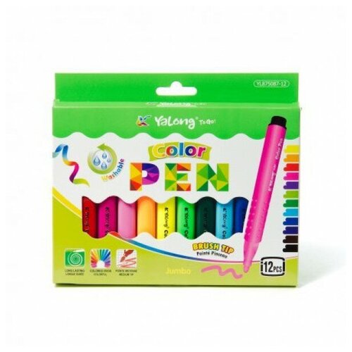 Фломастеры 12 цв, Yalong, 