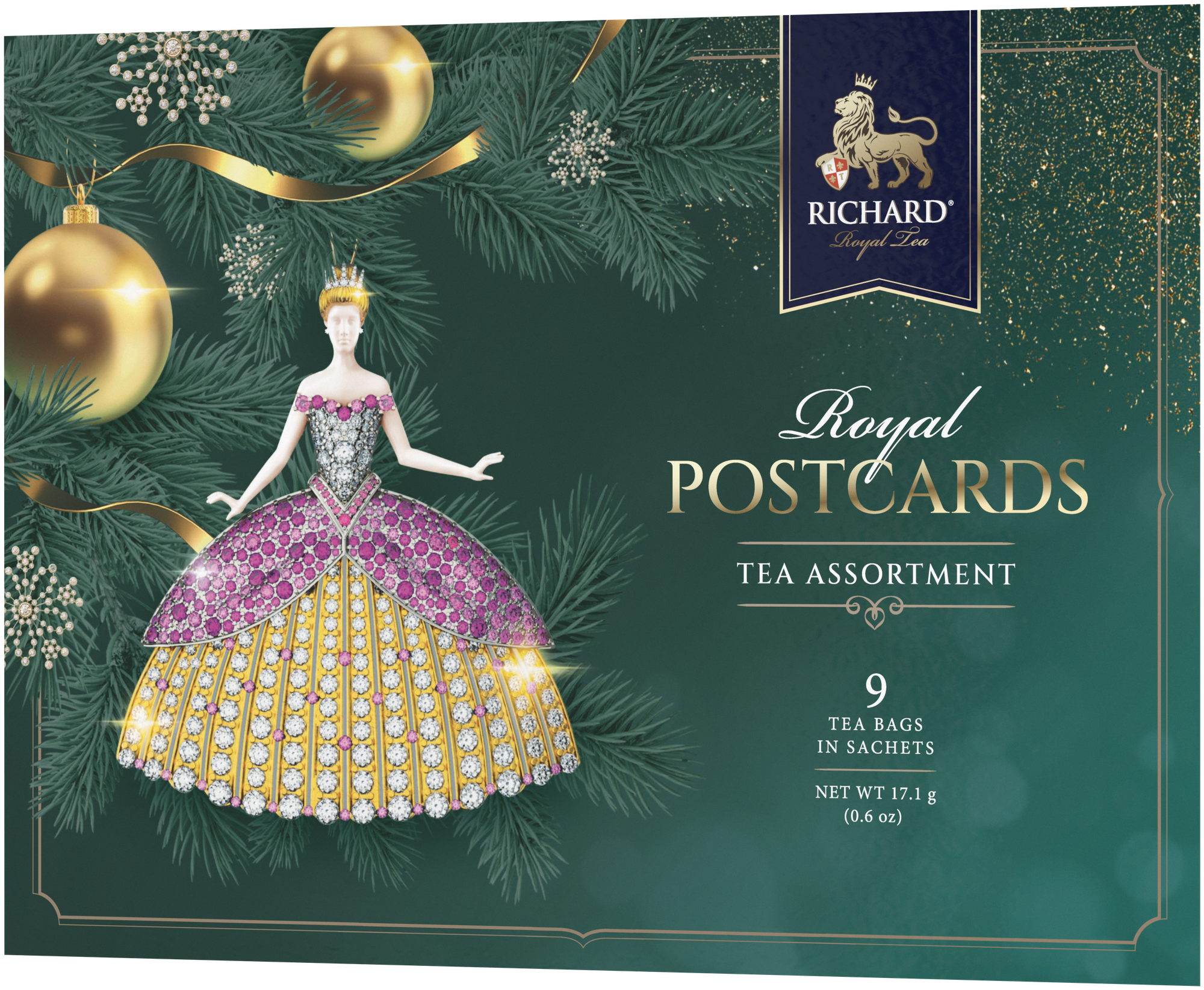 Чай черный в пакетиках подарочный "ROYAL POSTCARDS TEA ASSORTMENT" сувенир на Новый год, - 17,1 г - фотография № 2