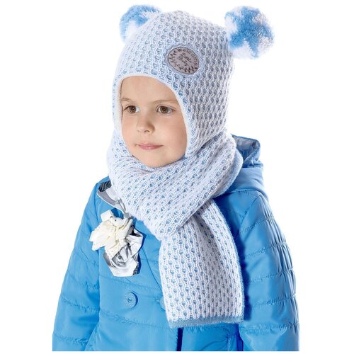 Комплект шапка и шарф для девочки Шалуны 405508 голубой 50