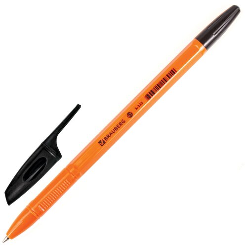 Ручка шариковая BRAUBERG X - 333 Orange, черная, корпус оранжевый, узел 0,7 мм, линия письма 0,35 мм, 50 шт. expert complete classic ручка шариковая ecw 22040 0 7 мм черный